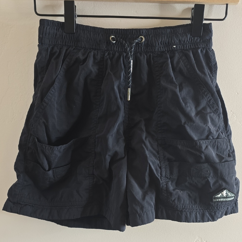 Abercrombie Kids Black Cargo Swim Shorts Elastic Waist